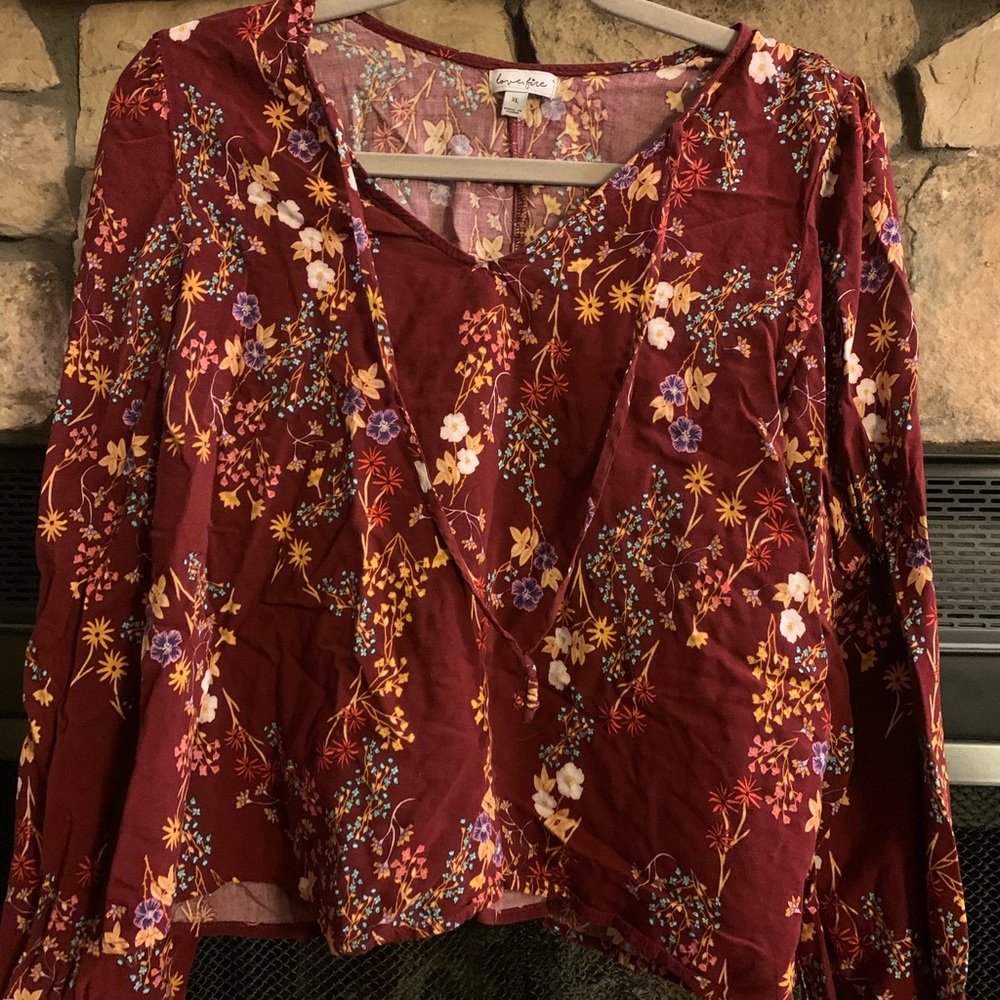 Red Floral Print Crop Top